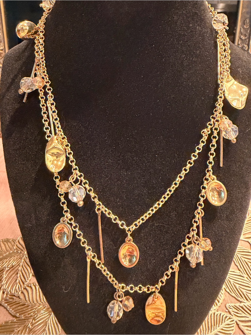 Gold-Tone Multi-Charm Layered Necklace 18 inches - Women Jewelry